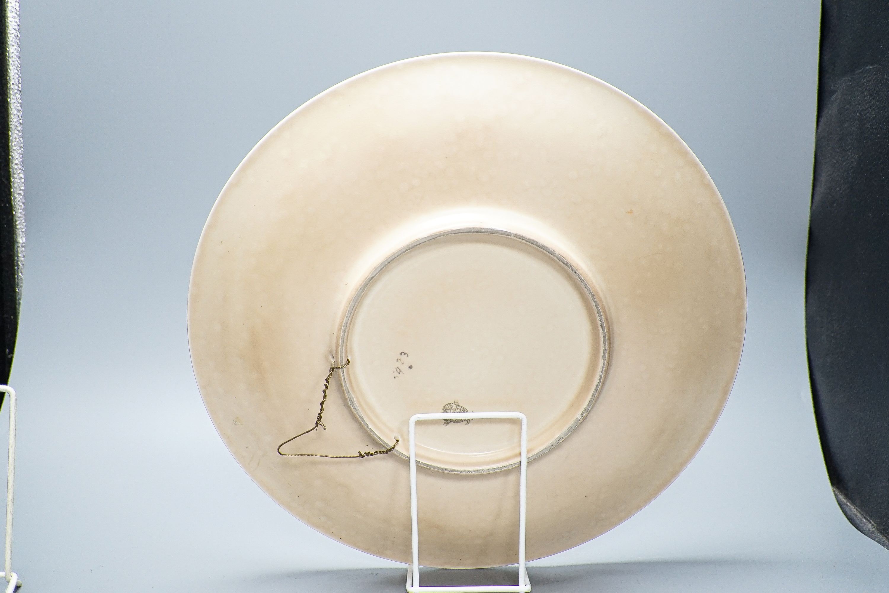 Two Charlotte Rhead Crown Ducal dishes, largest 37cm, one with artists signature